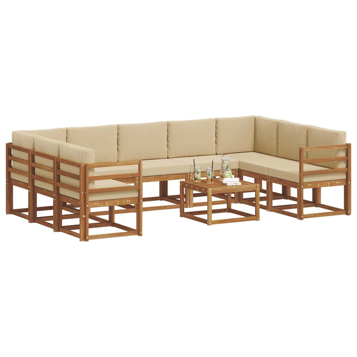 Udendørs sofagruppe med pude 10 pcs Naturlig og Beige