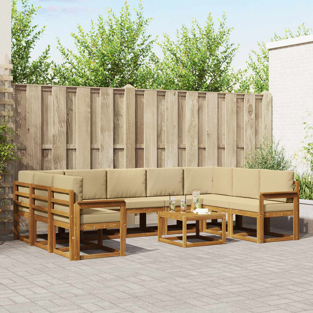 Udendørs sofagruppe med pude 10 pcs Naturlig og Beige