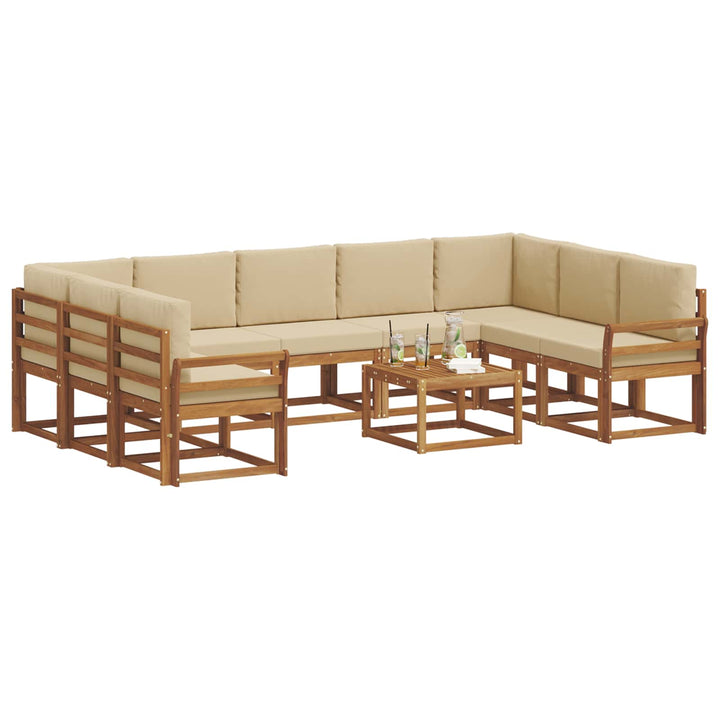 Udendørs sofagruppe med pude 10 pcs Naturlig og Beige