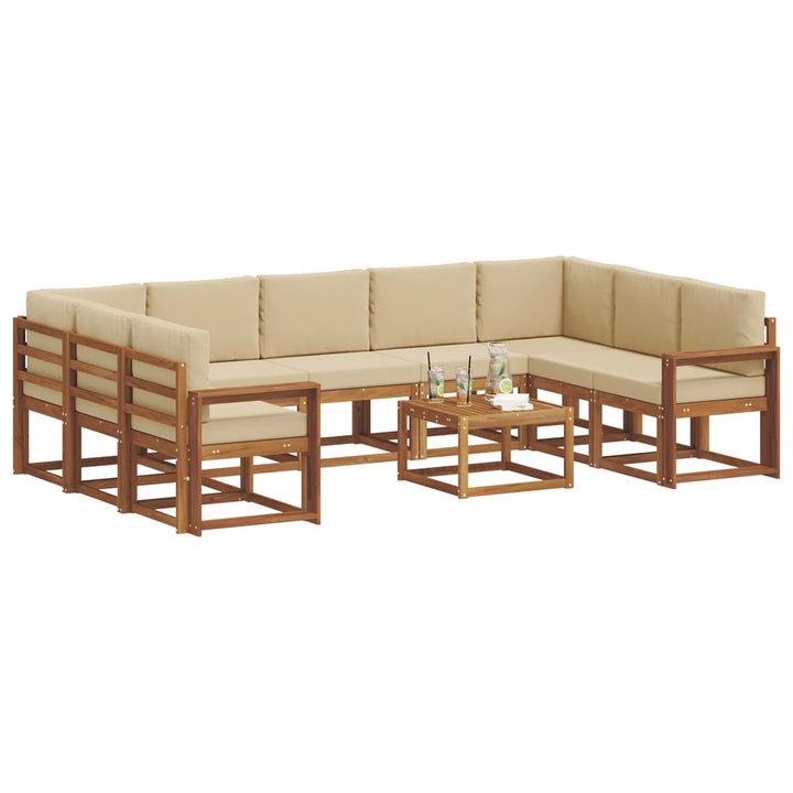 Udendørs sofagruppe med pude 10 pcs Naturlig og Beige