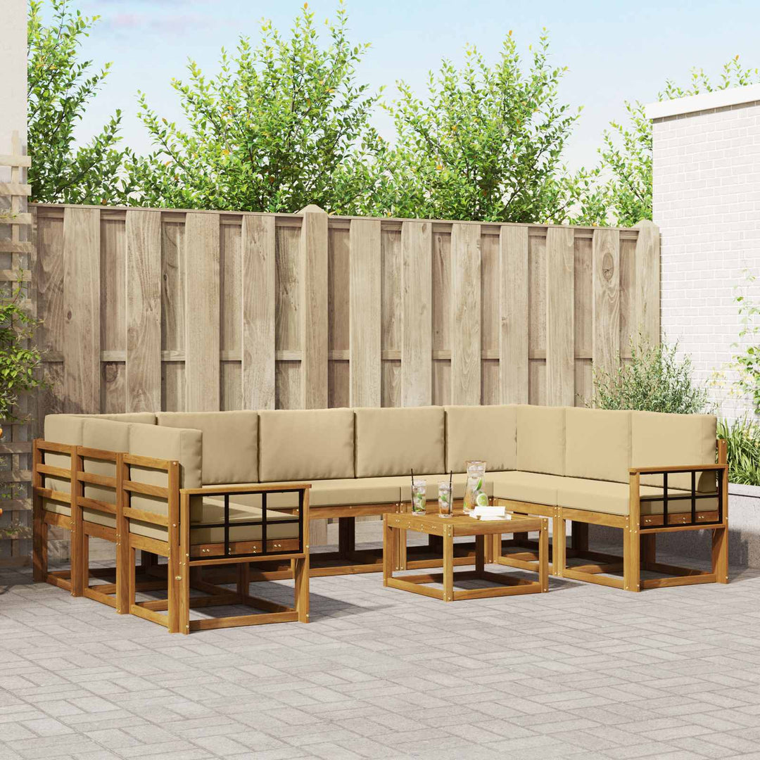 Udendørs sofagruppe med pude 10 pcs Naturlig og Beige