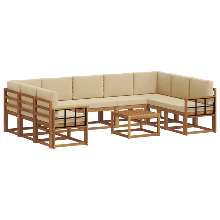 Udendørs sofagruppe med pude 10 pcs Naturlig og Beige