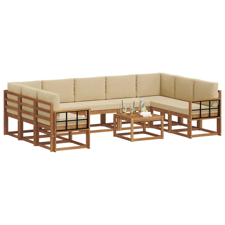 Udendørs sofagruppe med pude 10 pcs Naturlig og Beige