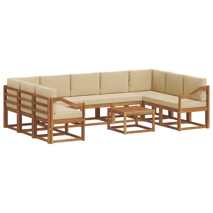 Udendørs sofagruppe med pude 10 pcs Naturlig og Beige