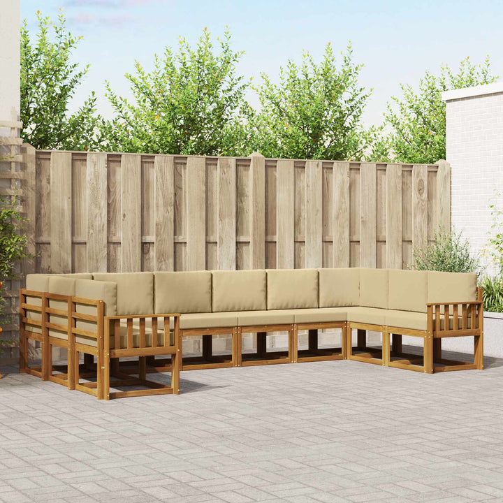 Udendørs sofagruppe med pude 10 pcs Naturlig og Beige