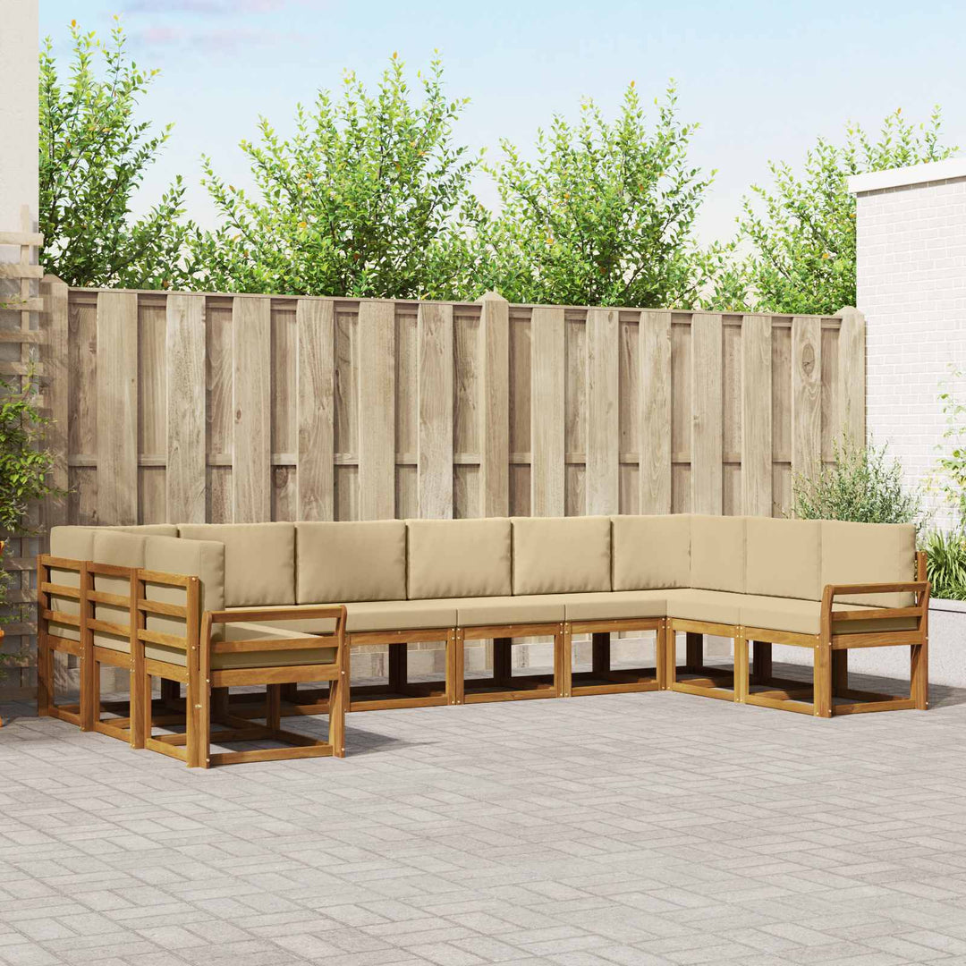 Udendørs sofagruppe med pude 10 pcs Naturlig og Beige
