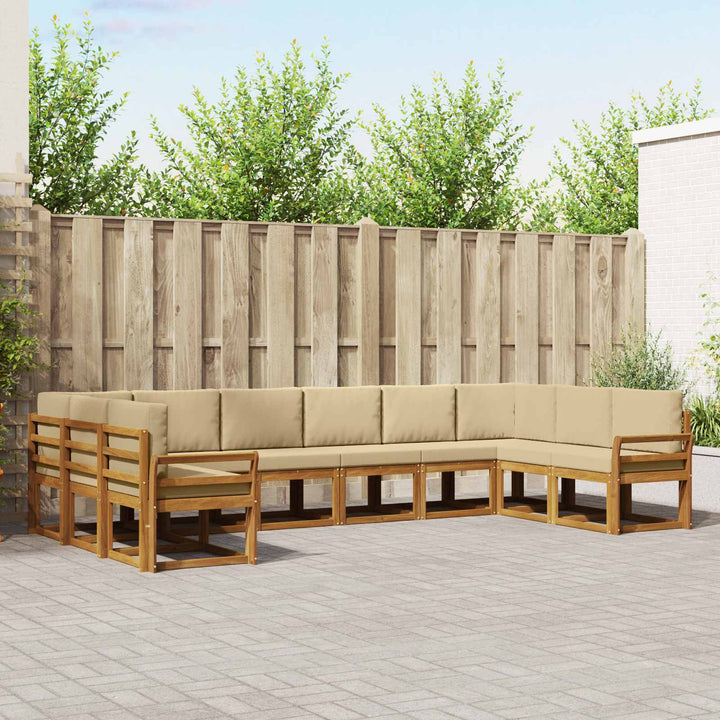 Udendørs sofagruppe med pude 10 pcs Naturlig og Beige