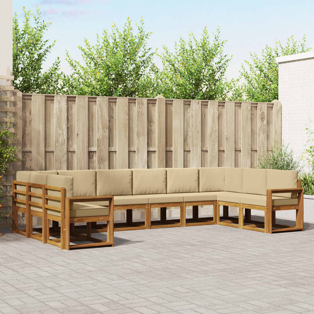 Udendørs sofagruppe med pude 10 pcs Naturlig og Beige