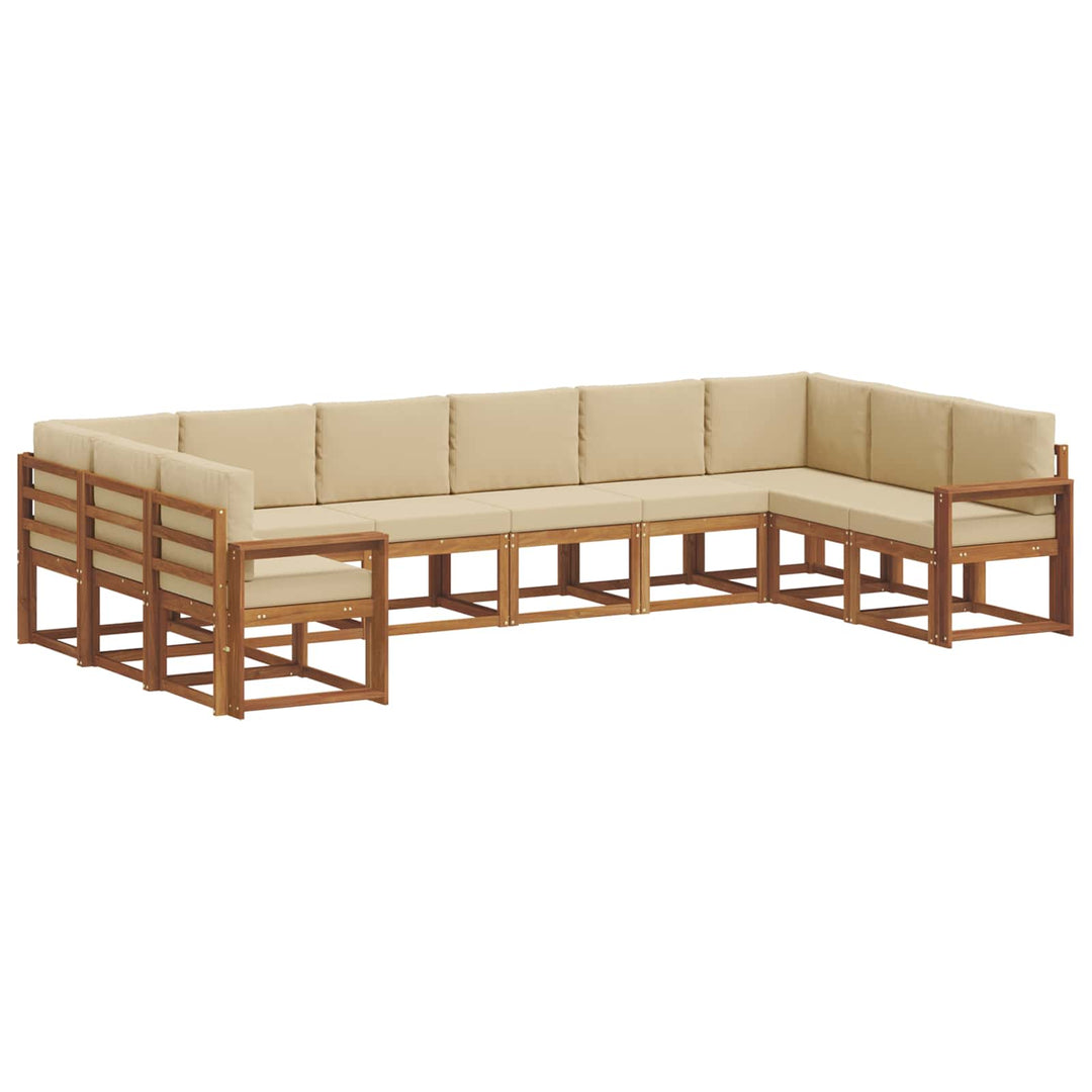Udendørs sofagruppe med pude 10 pcs Naturlig og Beige