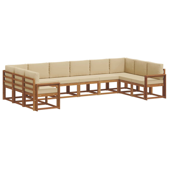 Udendørs sofagruppe med pude 10 pcs Naturlig og Beige
