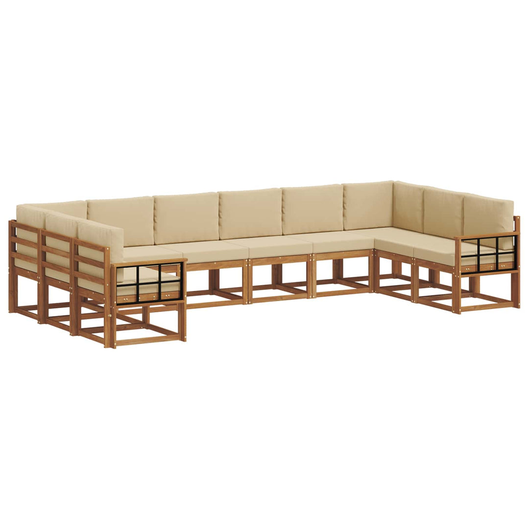 Udendørs sofagruppe med pude 10 pcs Naturlig og Beige