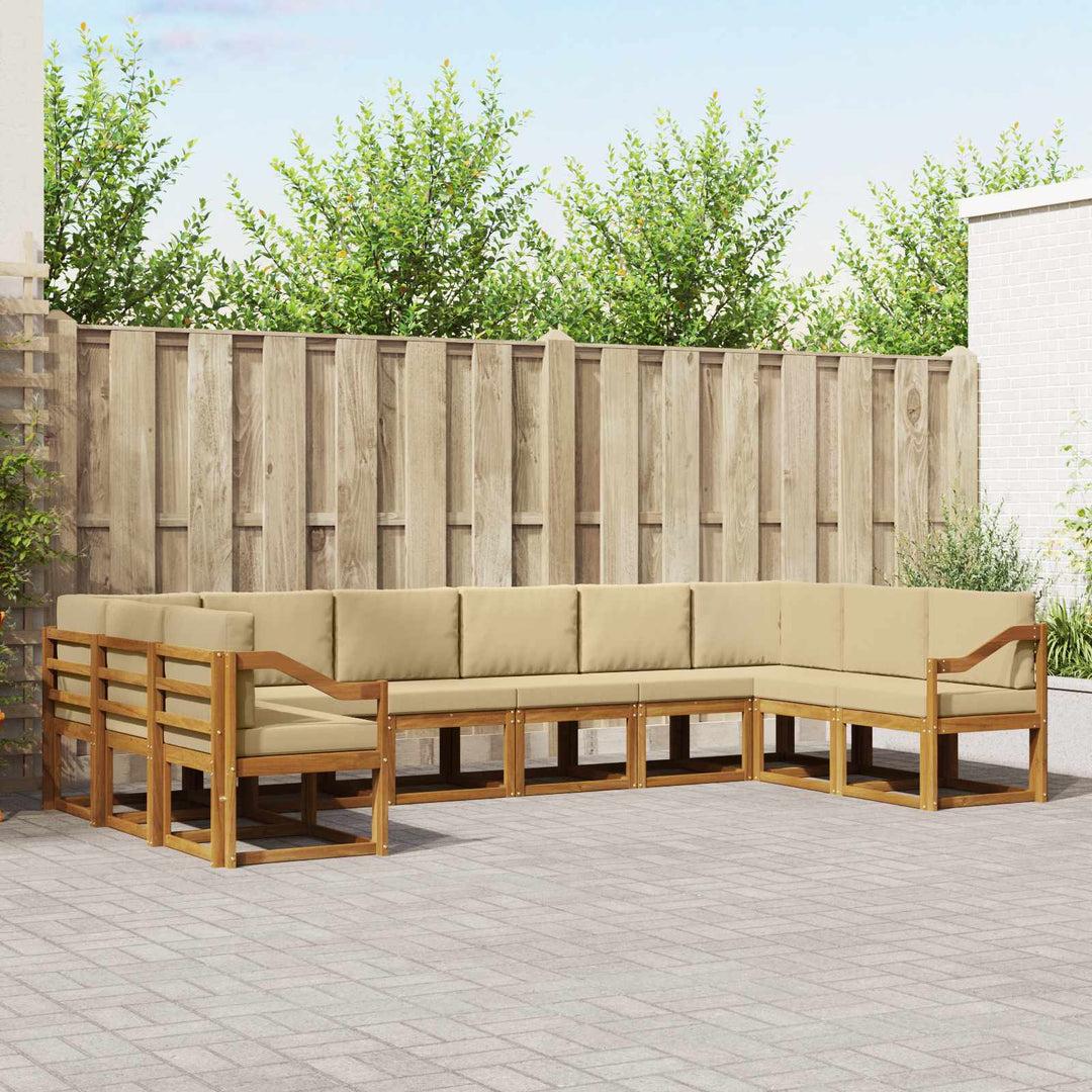 Udendørs sofagruppe med pude 10 pcs Naturlig og Beige