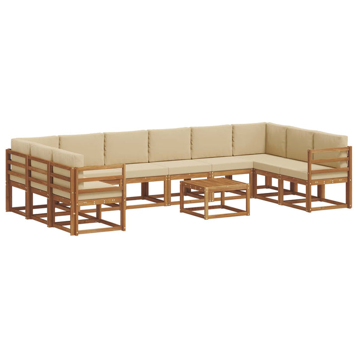 Udendørs sofagruppe med pude 11 pcs Naturlig og Beige
