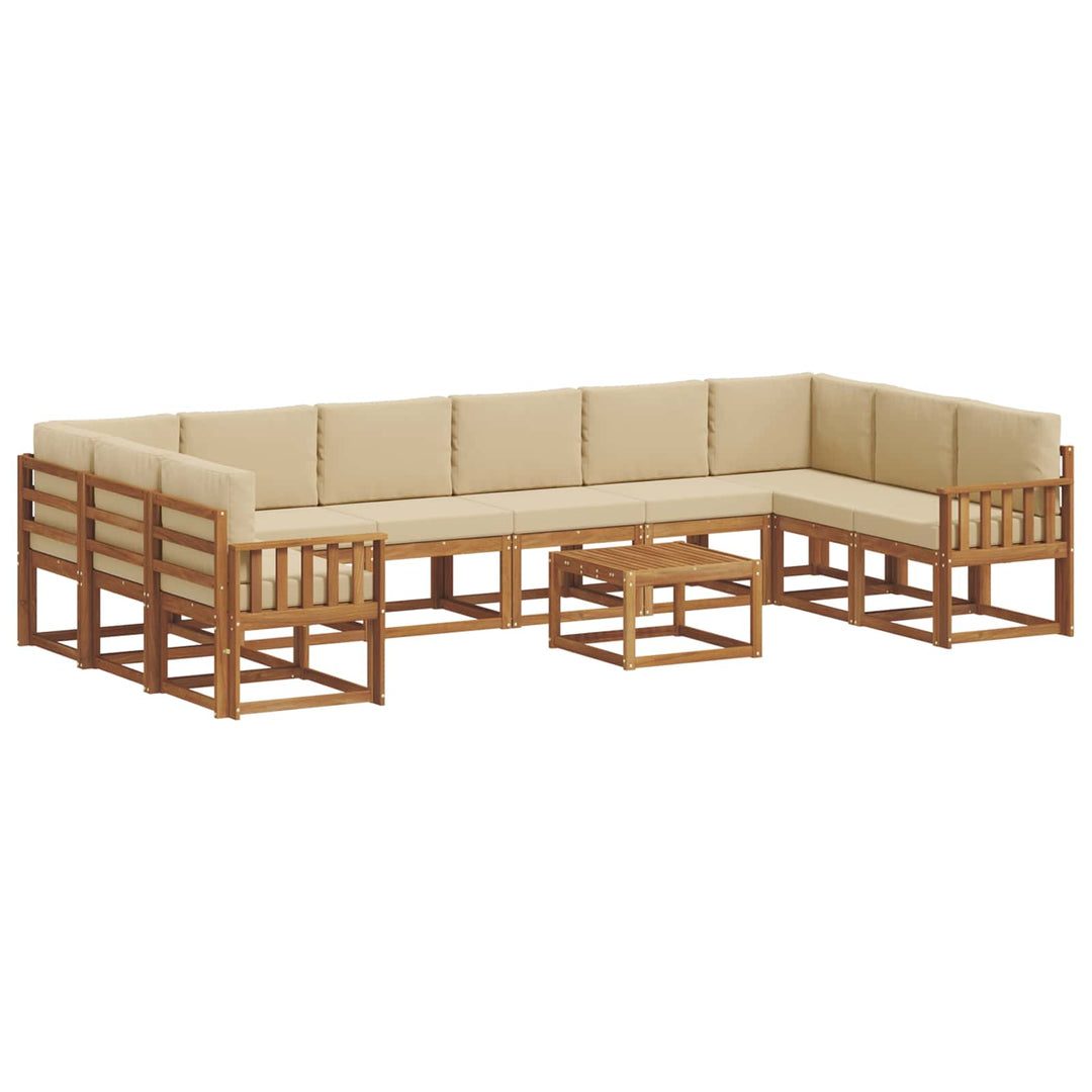 Udendørs sofagruppe med pude 11 pcs Naturlig og Beige