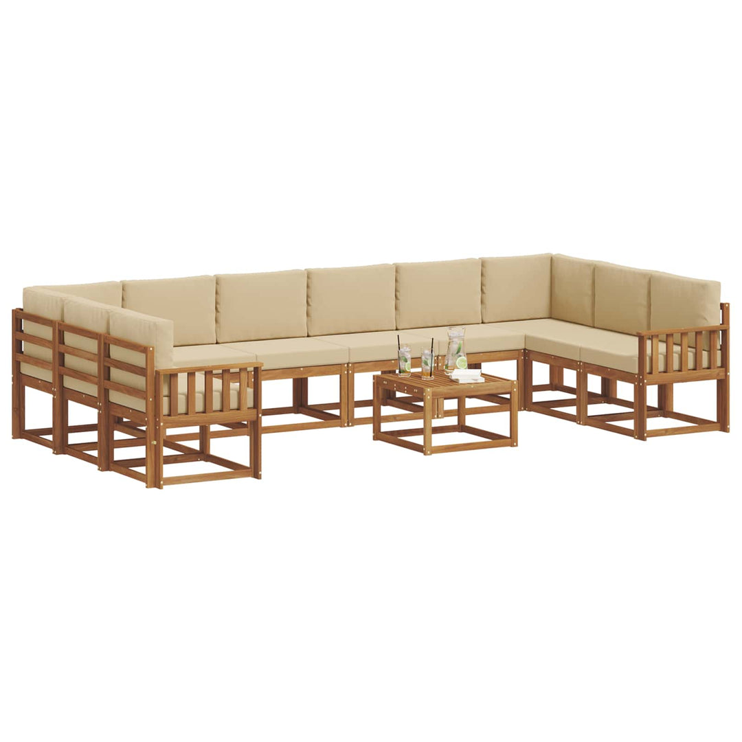Udendørs sofagruppe med pude 11 pcs Naturlig og Beige