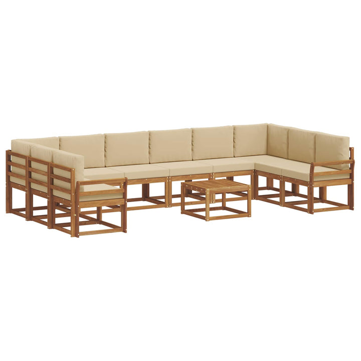 Udendørs sofagruppe med pude 11 pcs Naturlig og Beige