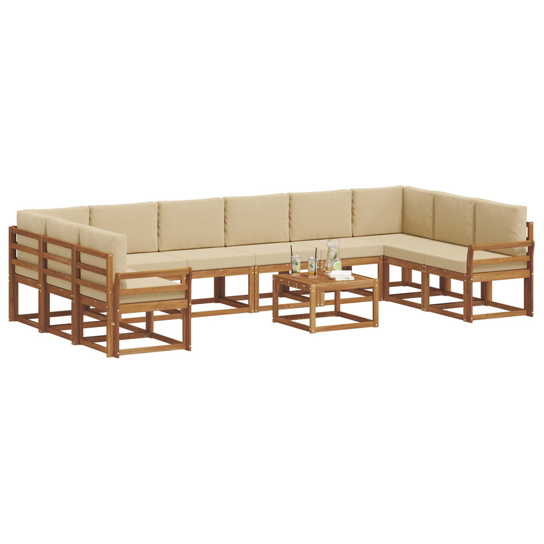 Udendørs sofagruppe med pude 11 pcs Naturlig og Beige