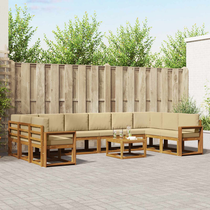 Udendørs sofagruppe med pude 11 pcs Naturlig og Beige