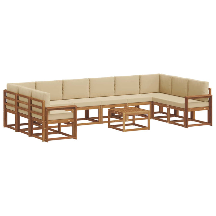 Udendørs sofagruppe med pude 11 pcs Naturlig og Beige