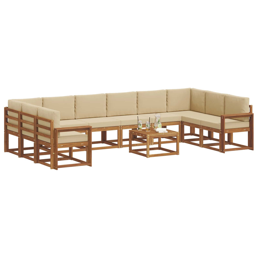 Udendørs sofagruppe med pude 11 pcs Naturlig og Beige