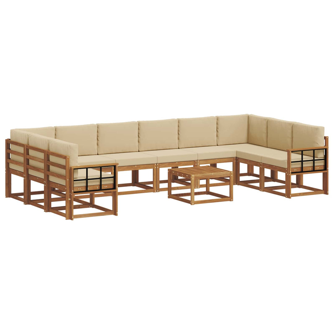 Udendørs sofagruppe med pude 11 pcs Naturlig og Beige