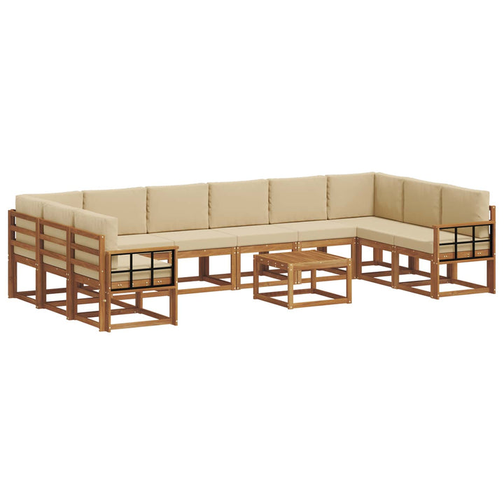 Udendørs sofagruppe med pude 11 pcs Naturlig og Beige