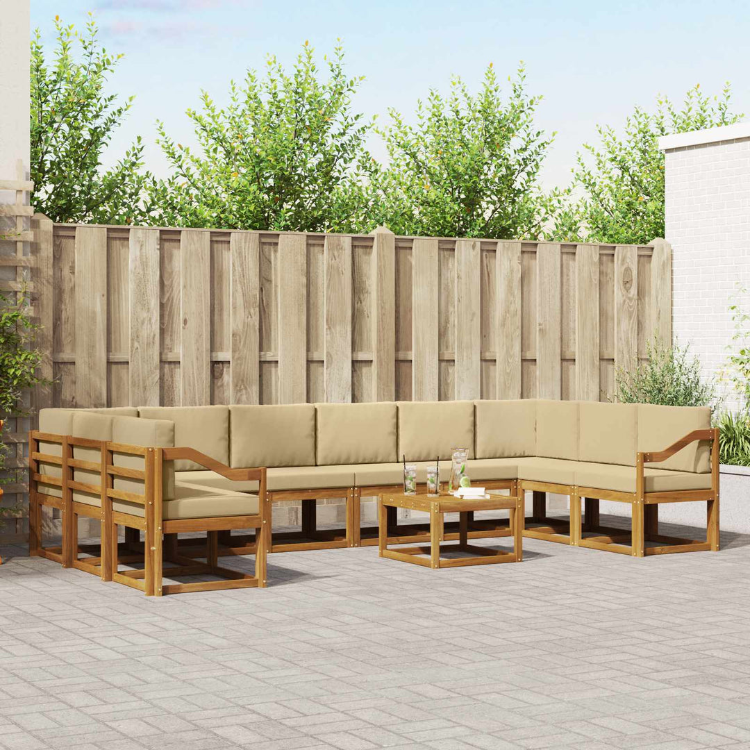 Udendørs sofagruppe med pude 11 pcs Naturlig og Beige