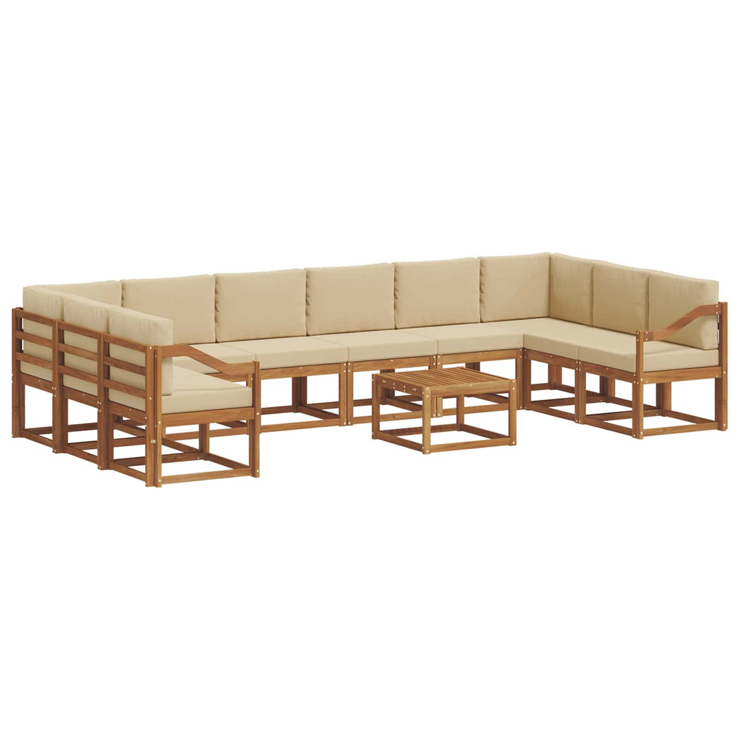 Udendørs sofagruppe med pude 11 pcs Naturlig og Beige