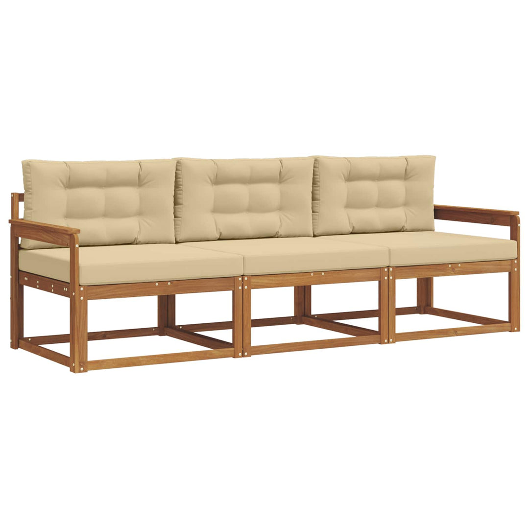 Udendørs sofagruppe med pude 3 pcs Naturlig og Beige