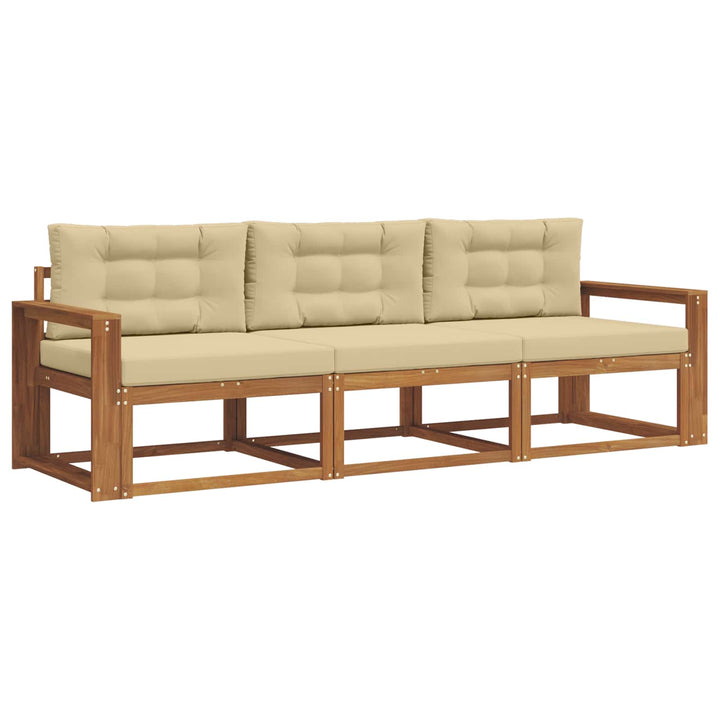 Udendørs sofagruppe med pude 3 pcs Naturlig og Beige