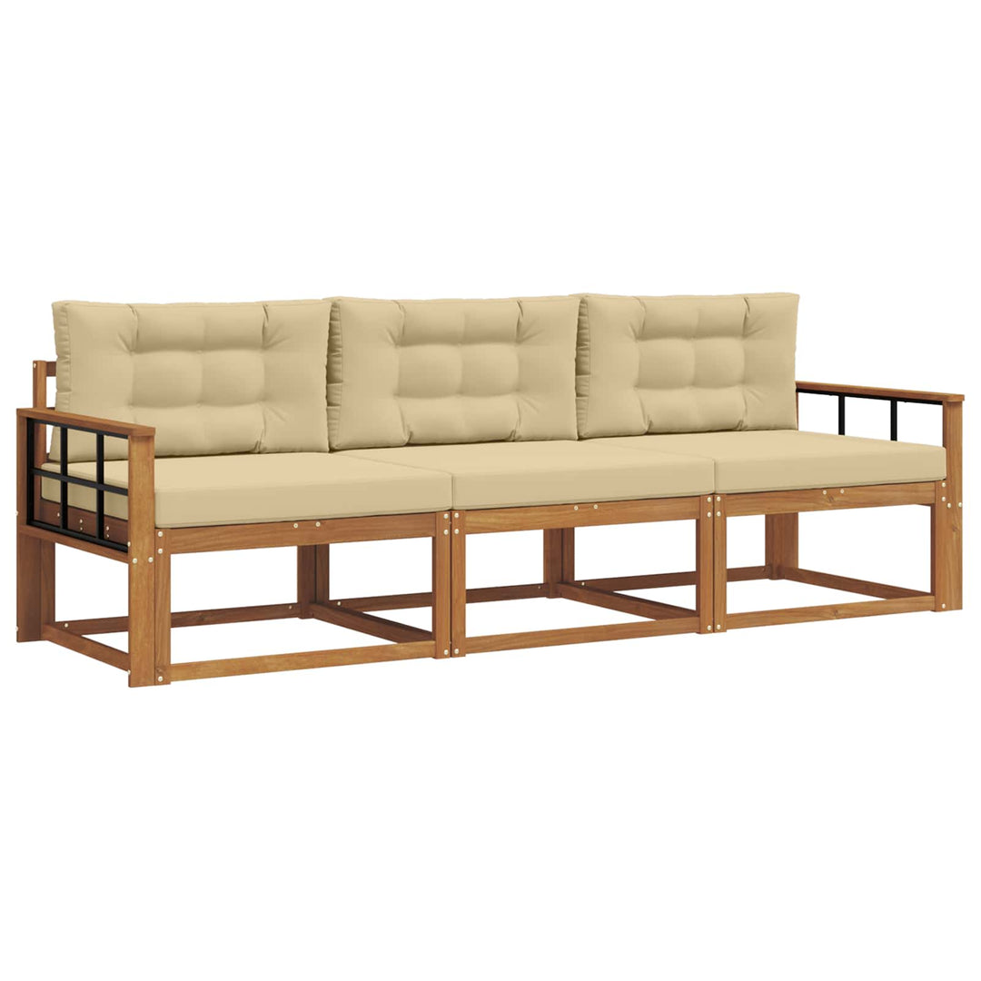 Udendørs sofagruppe med pude 3 pcs Naturlig og Beige