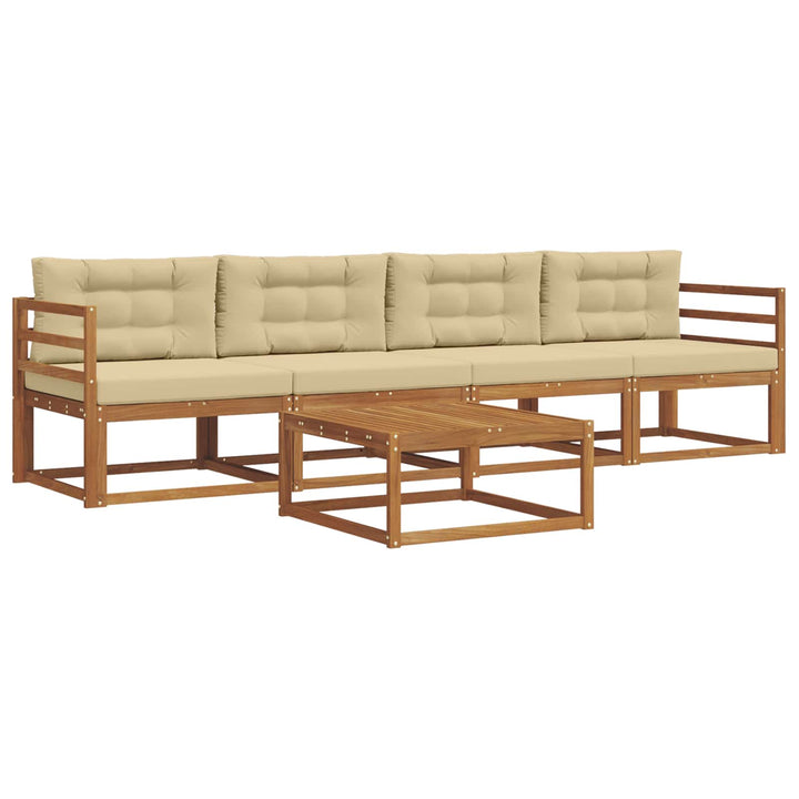 Udendørs sofagruppe med pude 5 pcs Naturlig og Beige