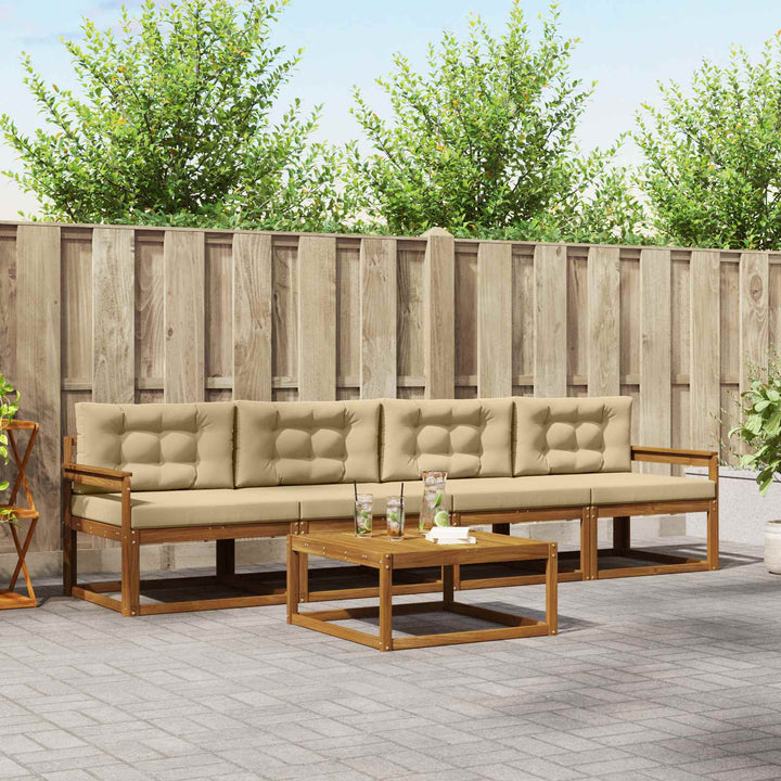Udendørs sofagruppe med pude 5 pcs Naturlig og Beige