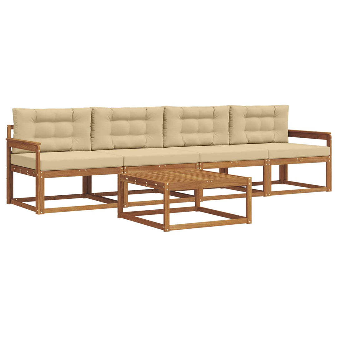 Udendørs sofagruppe med pude 5 pcs Naturlig og Beige