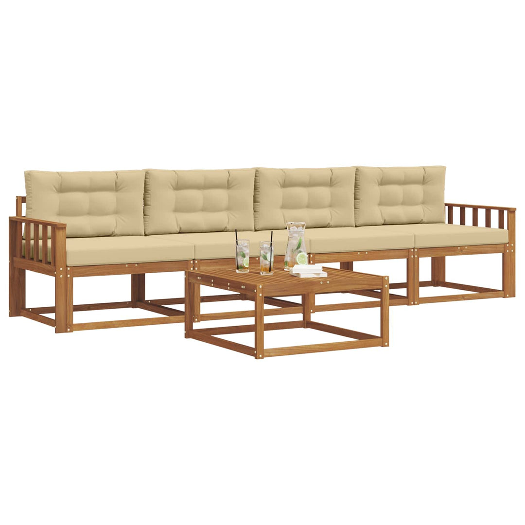 Udendørs sofagruppe med pude 5 pcs Naturlig og Beige