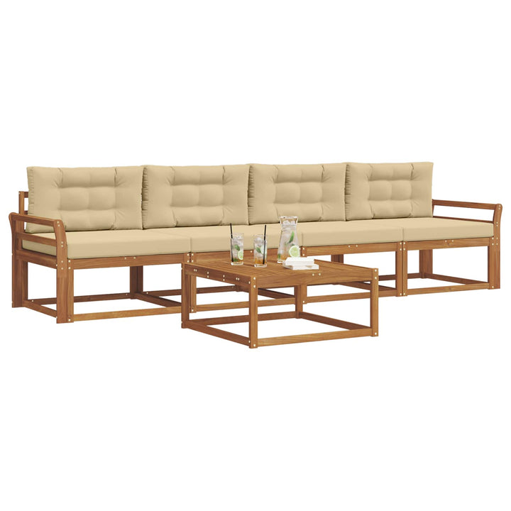 Udendørs sofagruppe med pude 5 pcs Naturlig og Beige