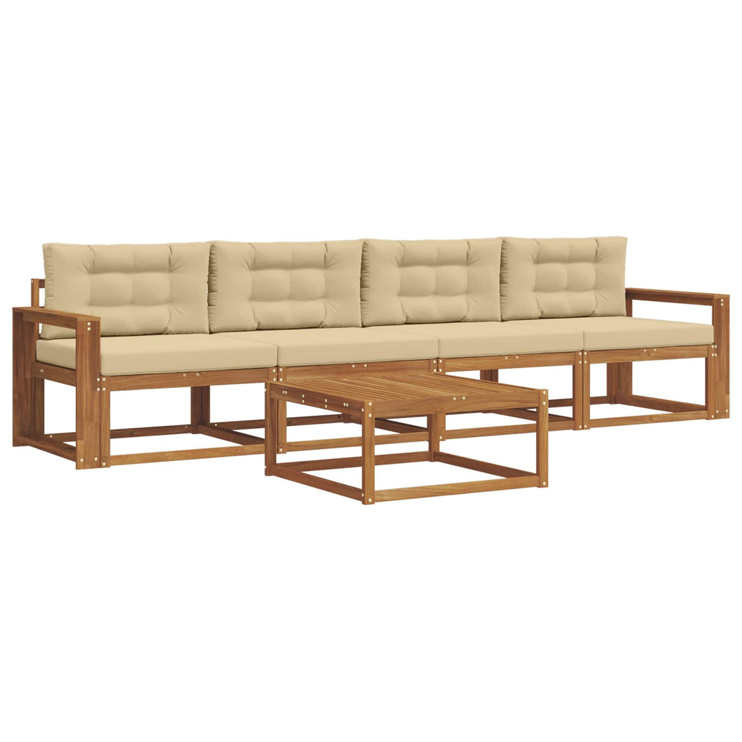 Udendørs sofagruppe med pude 5 pcs Naturlig og Beige