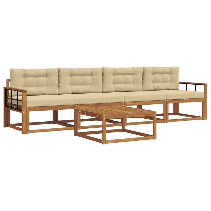Udendørs sofagruppe med pude 5 pcs Naturlig og Beige