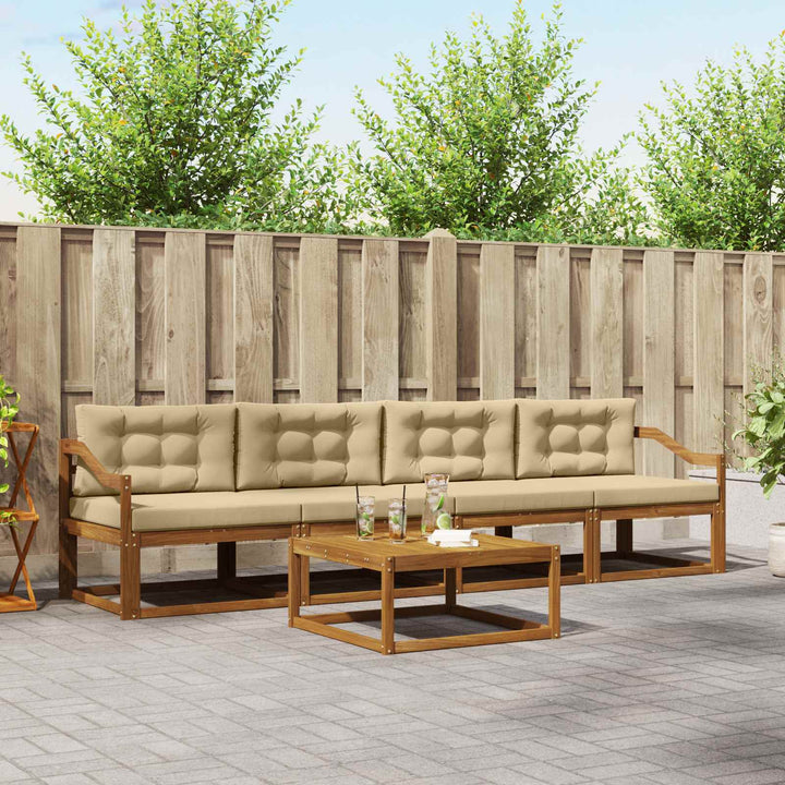Udendørs sofagruppe med pude 5 pcs Naturlig og Beige