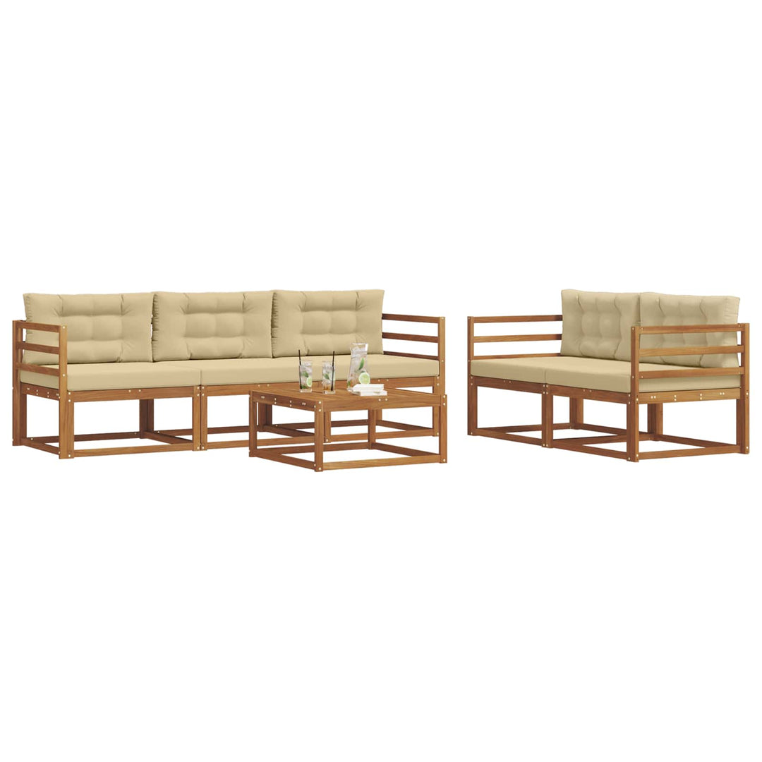 Udendørs sofagruppe med pude 6 pcs Naturlig og Beige