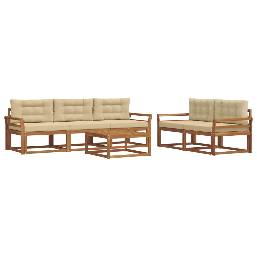 Udendørs sofagruppe med pude 6 pcs Naturlig og Beige