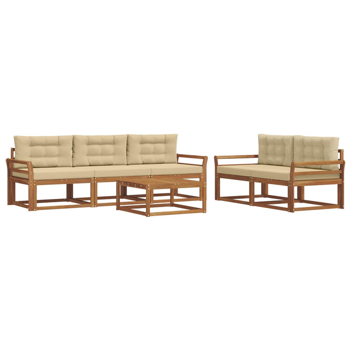Udendørs sofagruppe med pude 6 pcs Naturlig og Beige