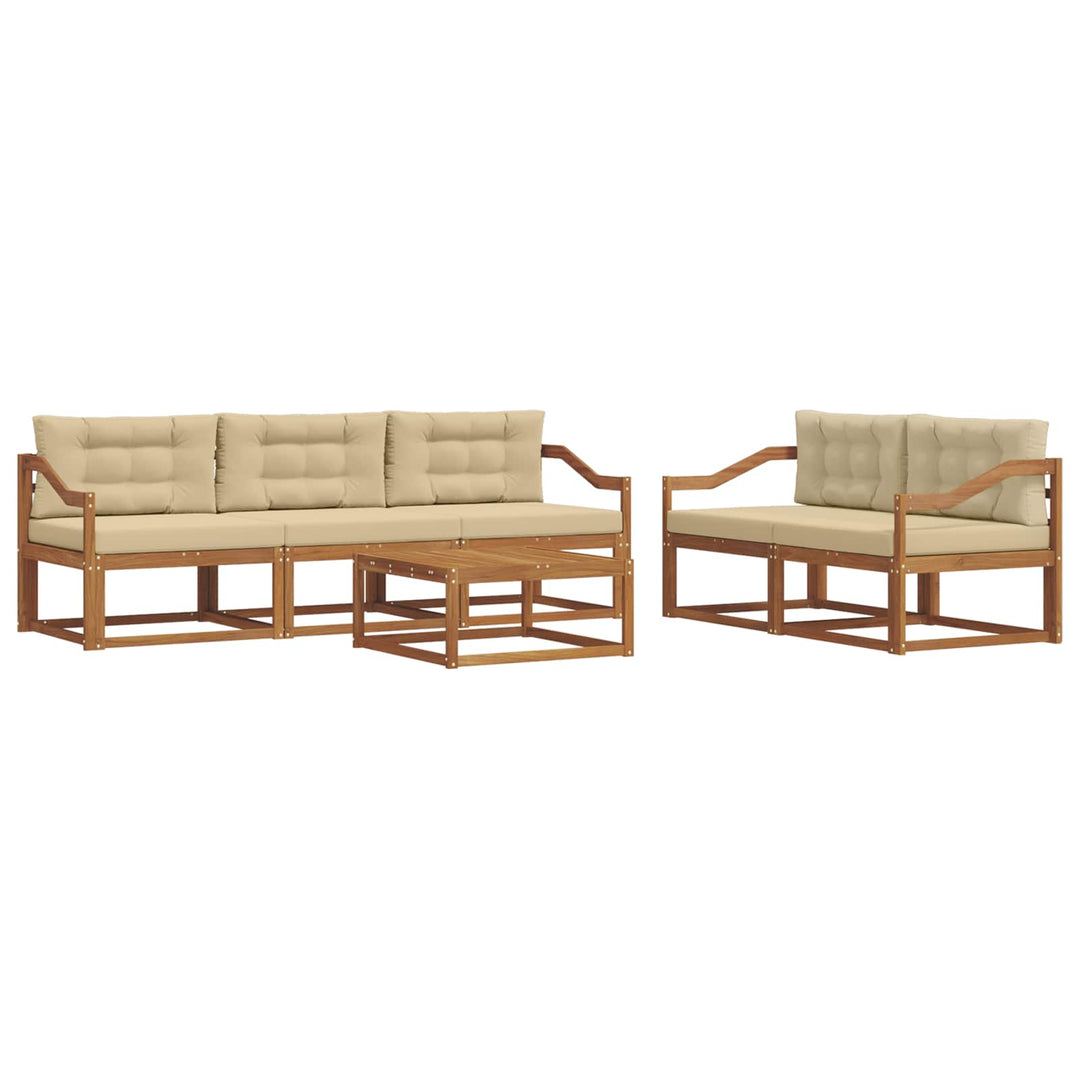 Udendørs sofagruppe med pude 6 pcs Naturlig og Beige