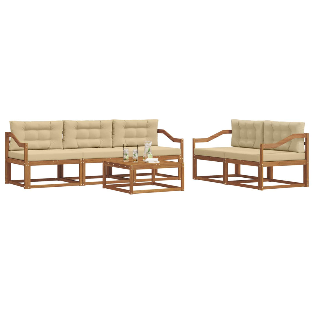 Udendørs sofagruppe med pude 6 pcs Naturlig og Beige