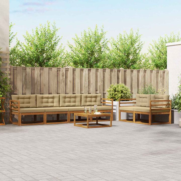 Udendørs sofagruppe med pude 7 pcs Naturlig og Beige