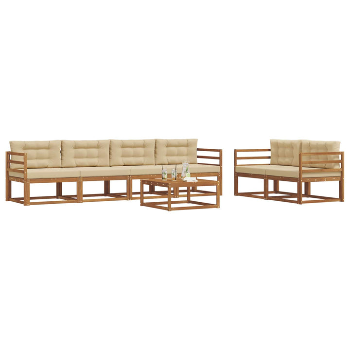 Udendørs sofagruppe med pude 7 pcs Naturlig og Beige