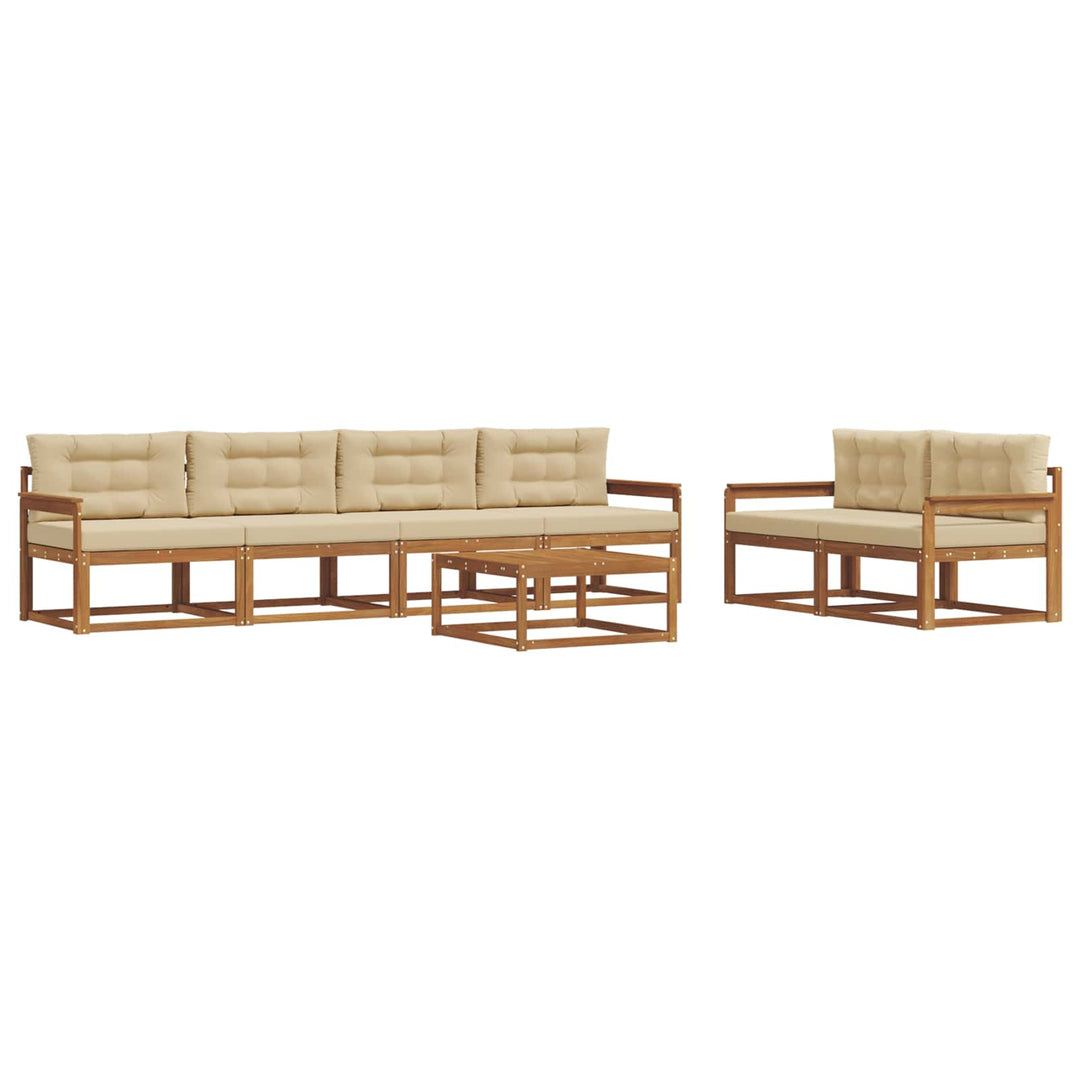 Udendørs sofagruppe med pude 7 pcs Naturlig og Beige