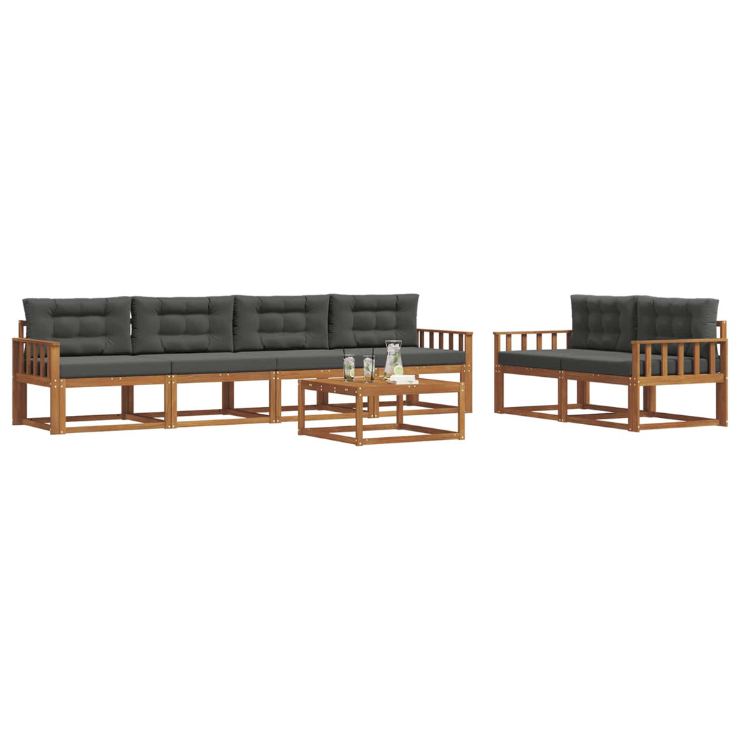 Udendørs sofagruppe med pude 7 pcs Naturlig og Antracit