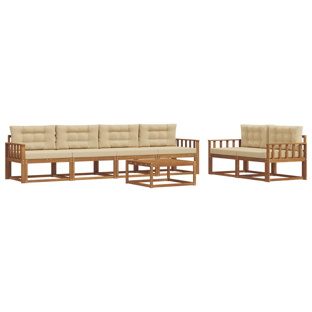 Udendørs sofagruppe med pude 7 pcs Naturlig og Beige