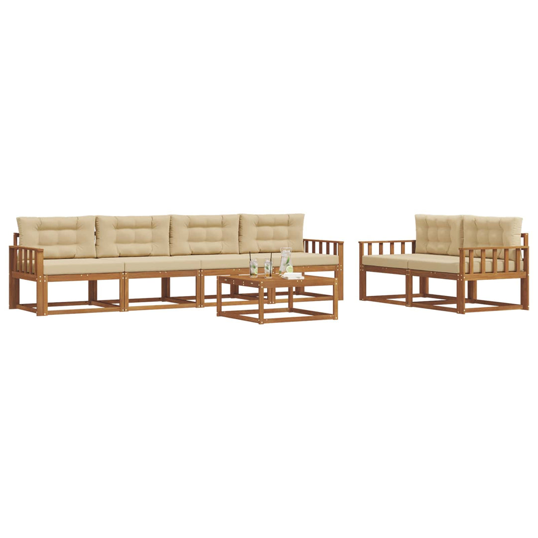 Udendørs sofagruppe med pude 7 pcs Naturlig og Beige